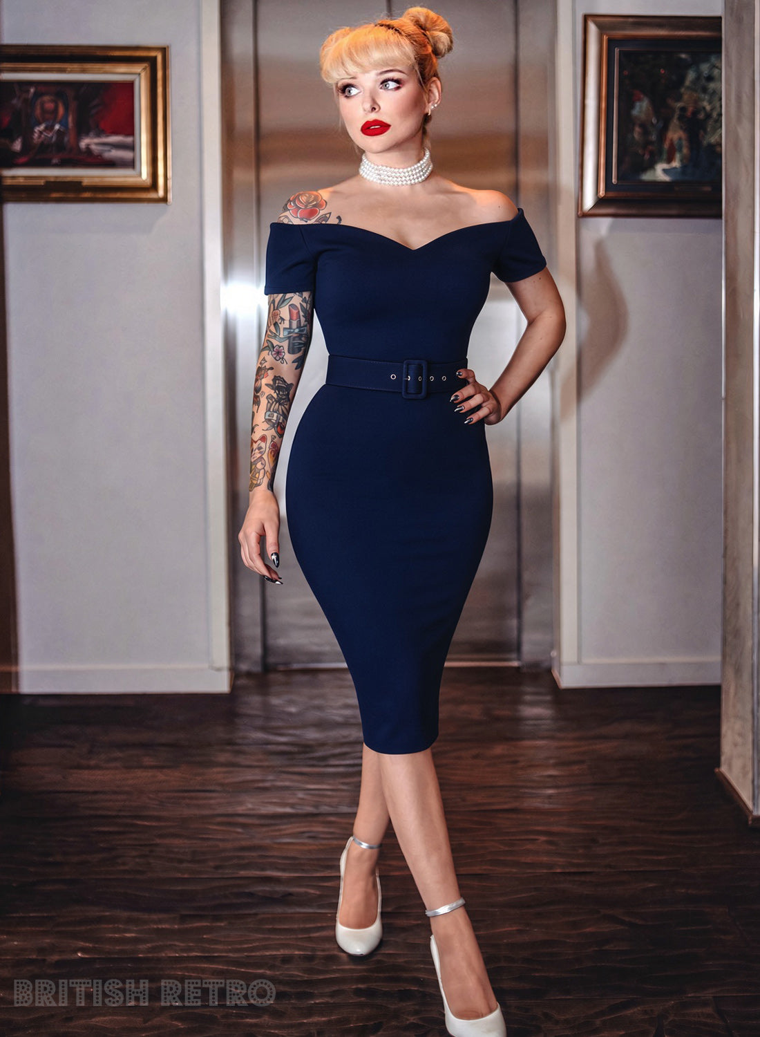 Navy 1950s Pencil Dress | Rhonda’s Revenge