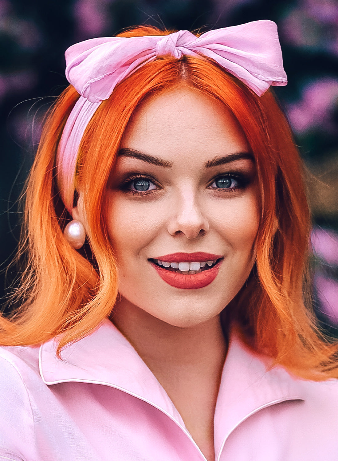 Hepburn Elegance Pink Chiffon Head Scarf
