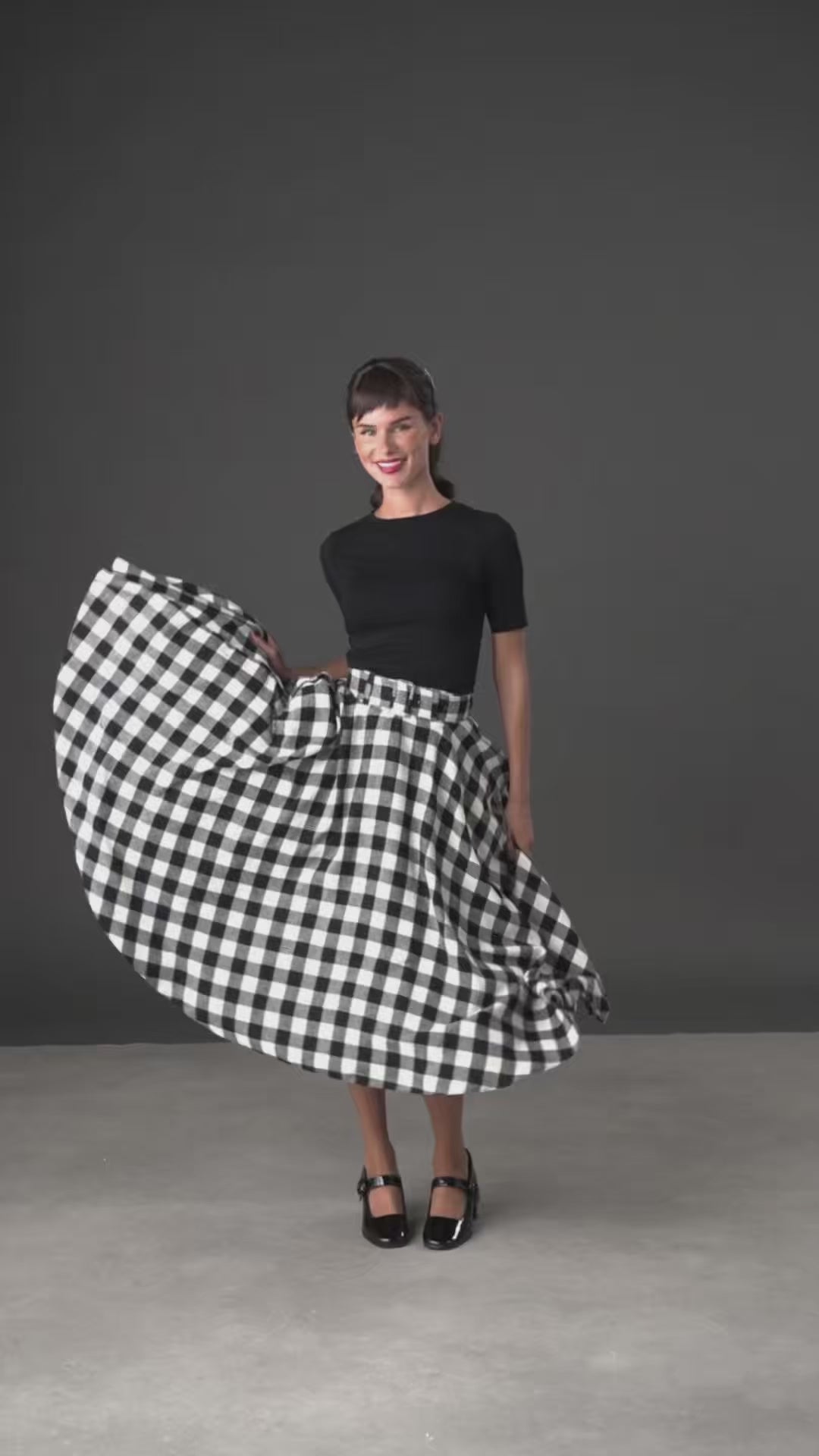The Eloise Brushed Gingham Midi Skirt With Pockets