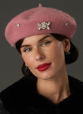 Celeste Crystal Beret in Vintage Pink | 100% Wool