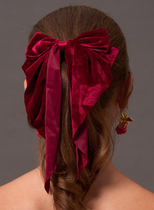 50s style rouge red hair bow, a cheerful hair accessory for parties and festive outfits