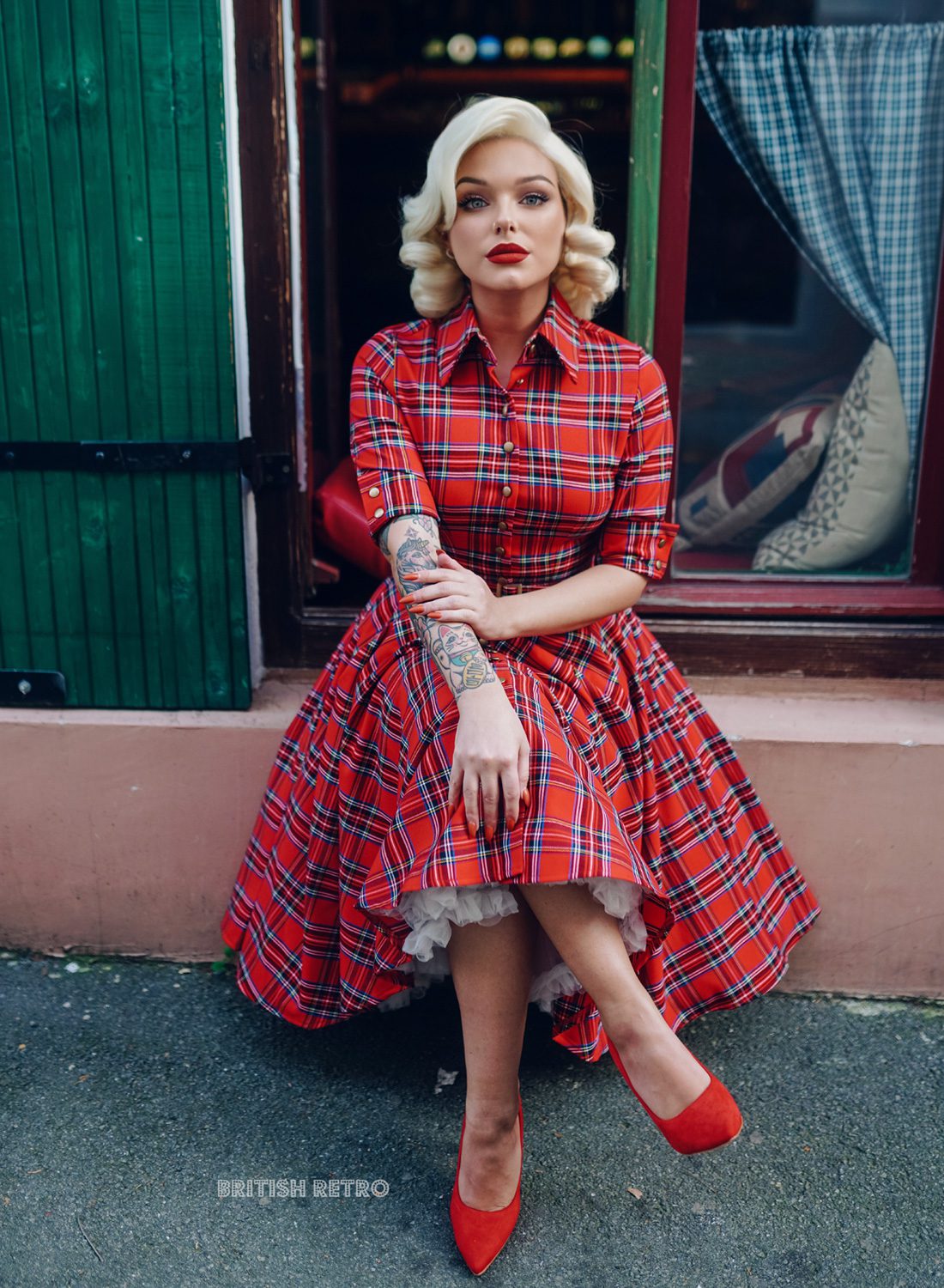 New! 'Way Out West' Royal Stewart Tartan 50s Style Swing Dress