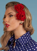 Red Twin Rose Hair Slide