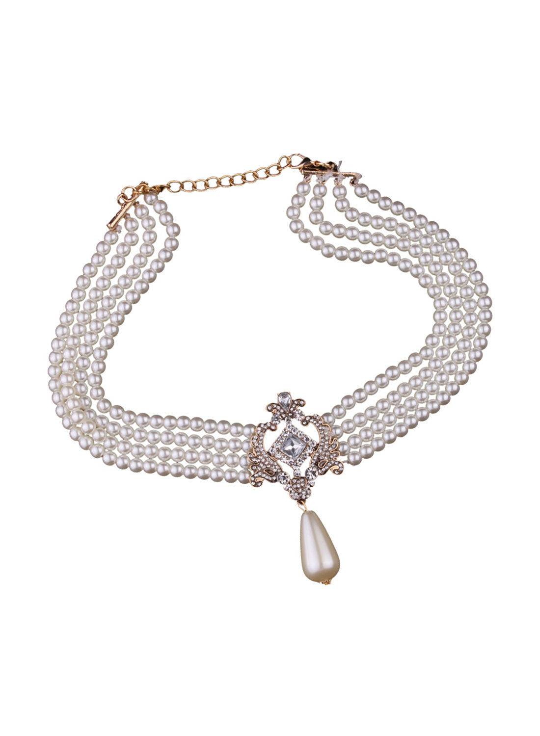 Victoria Vintage Style Faux Pearl & Diamante Necklace