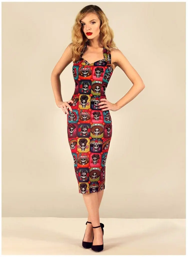 British Retro Vintage Dresses - ‘All Souls’ Rockabilly Pencil Dress