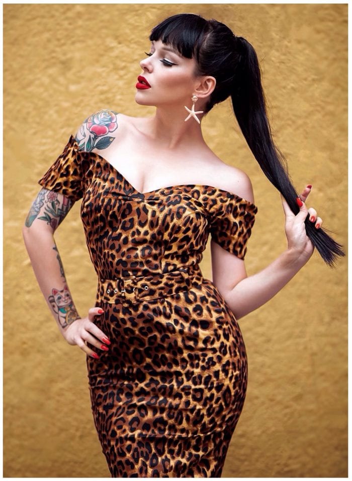 Rhonda's Revenge' Leopard Print 50s Style Pencil Dress | British Retro