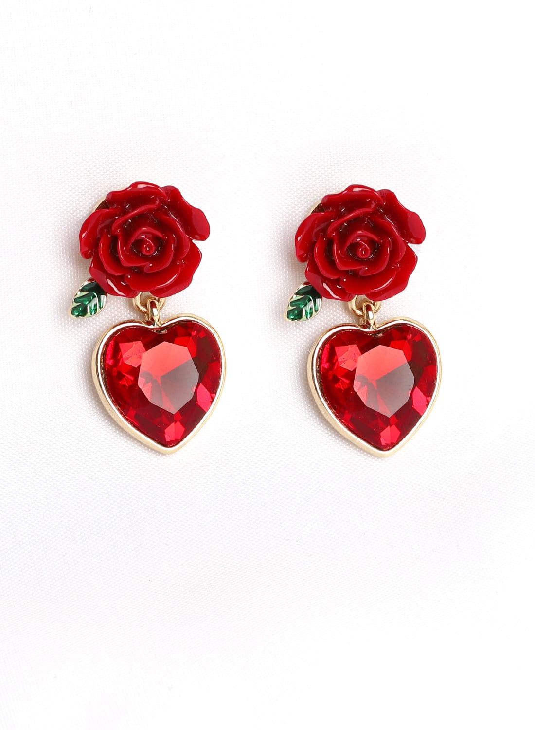 Amore Heart Rose Earrings - British Retro