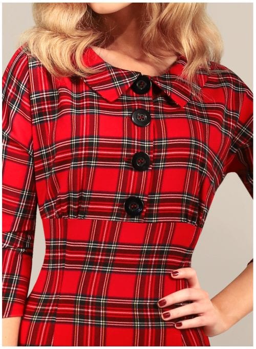 ''Wilma" Royal Stewart Vintage Tartan Pencil Dress British Retro