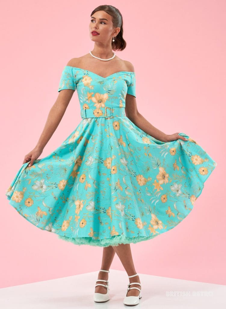 Dee Dee Aqua Marigold Floral Full Circle 50s Style Dress British Retro — free download