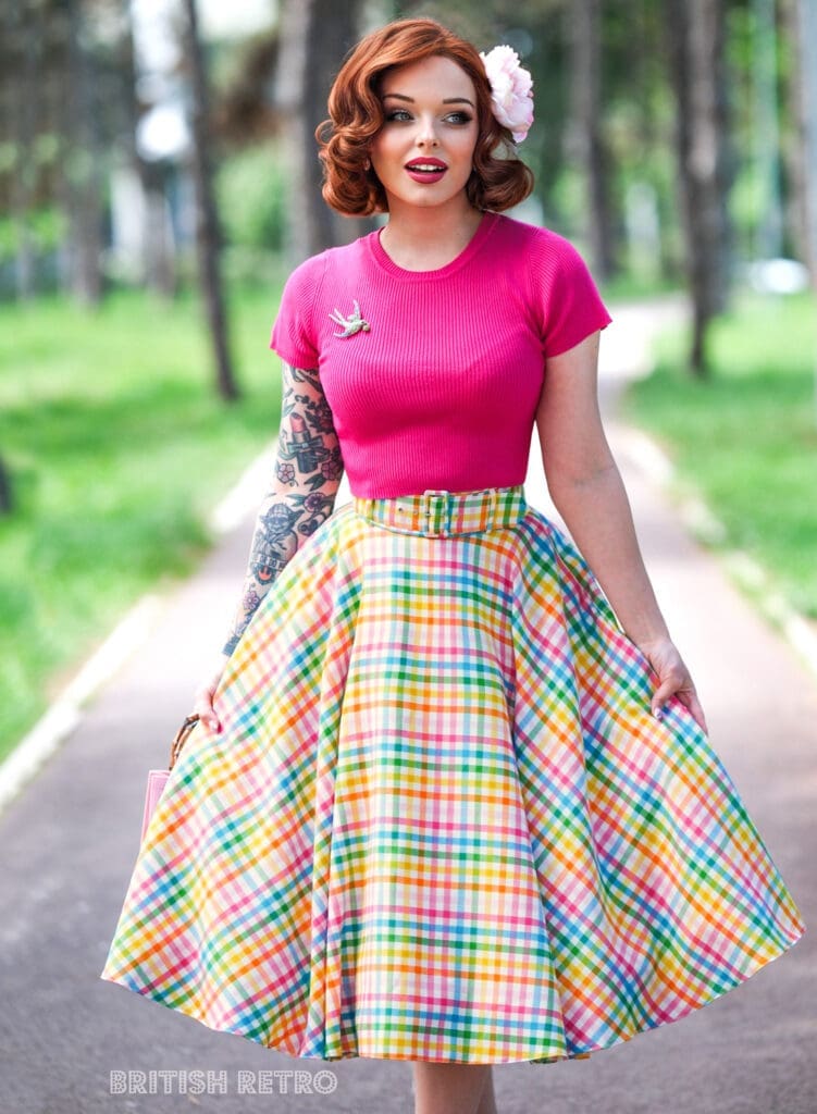 Jupe Circulaire (full Circle) Pour Femme - Taille 12, Couleur Vert/jaune - Occasion En Très Bon état