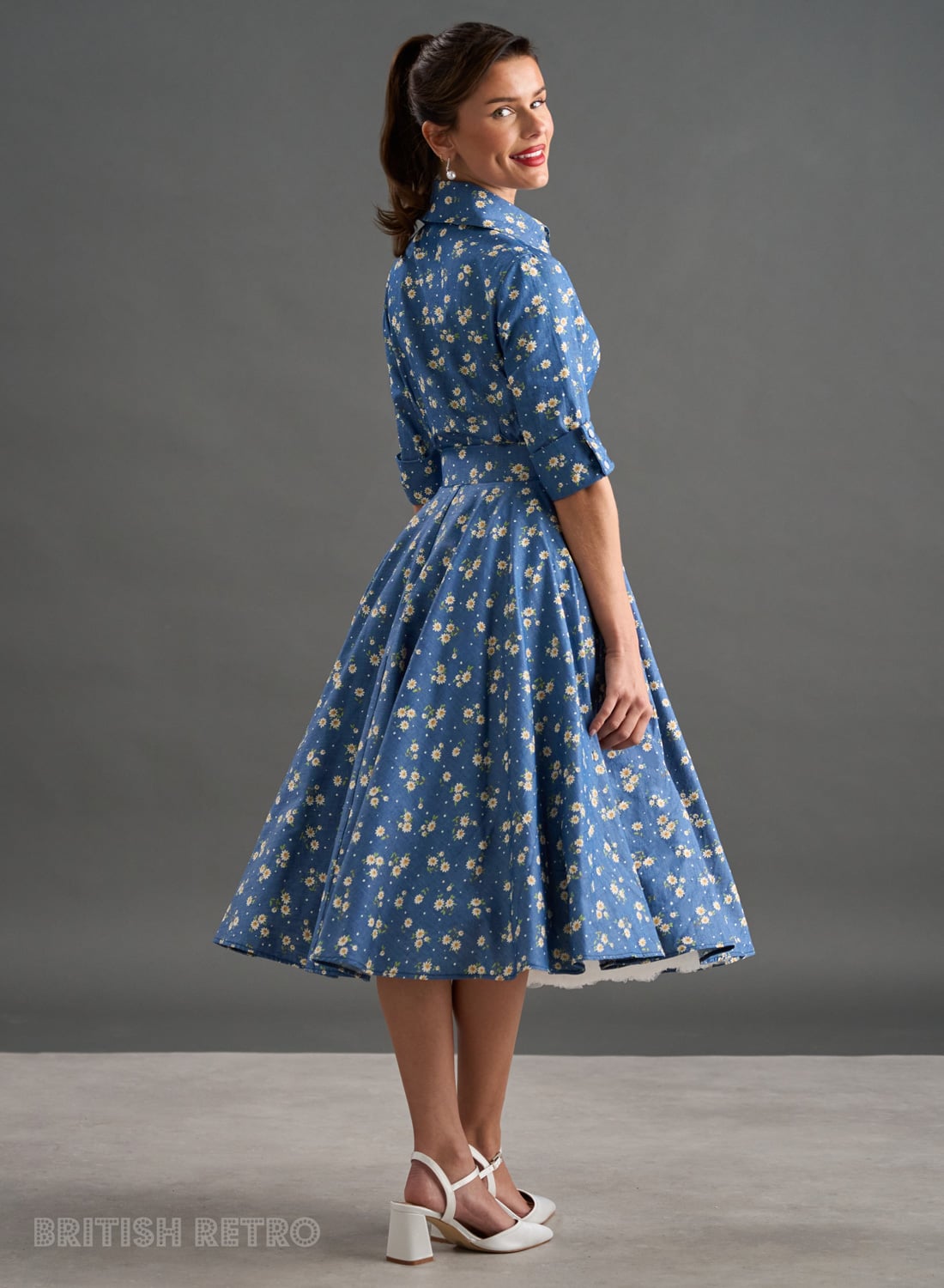 white christmas dresses Daisy Denim Floral Drop Waist Mini Dress main image 1