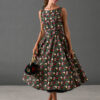 Black floral fit and flare occasion dress