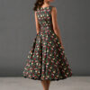 Audrey floral wedding guest dress back view